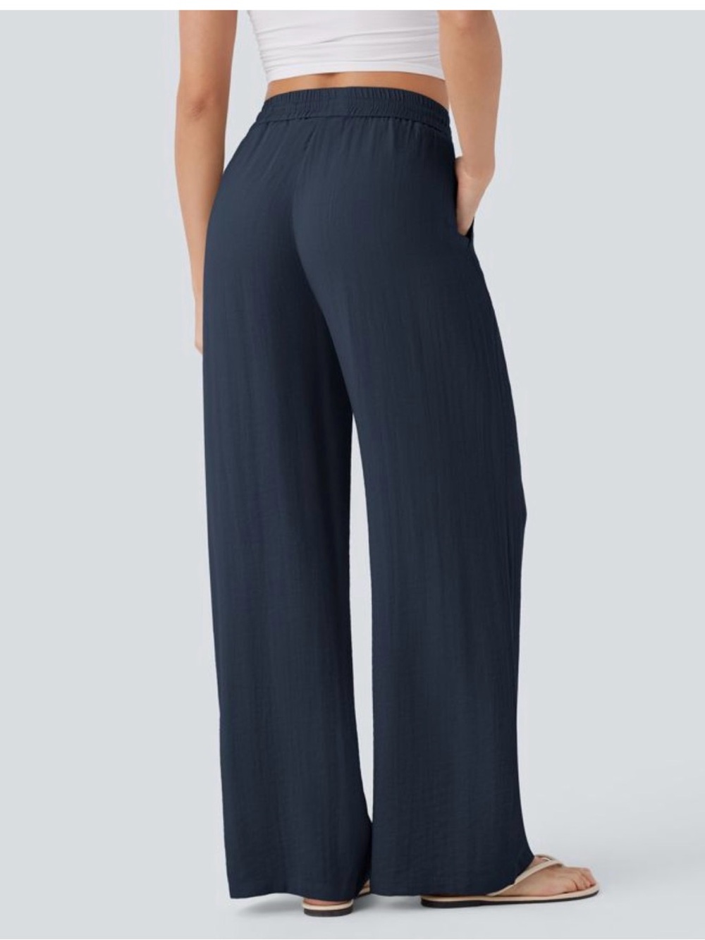 HALARA Navy Wide-Leg Drawstring Pants - Picture 2 of 6